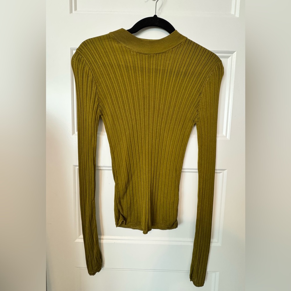 Olive Ribbed Long Sleeve Top
